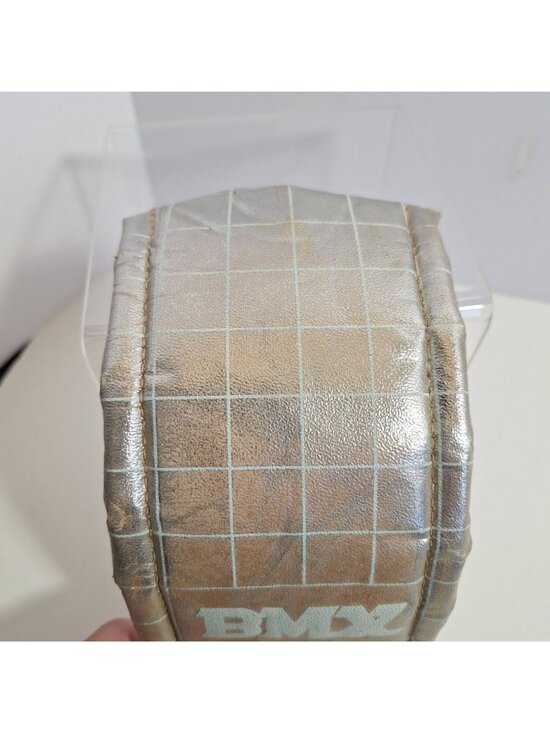 Old School 80s BMX Handlebar Crossbar Pad Silver Metallic Vintage Grid - Picture 2 of 10